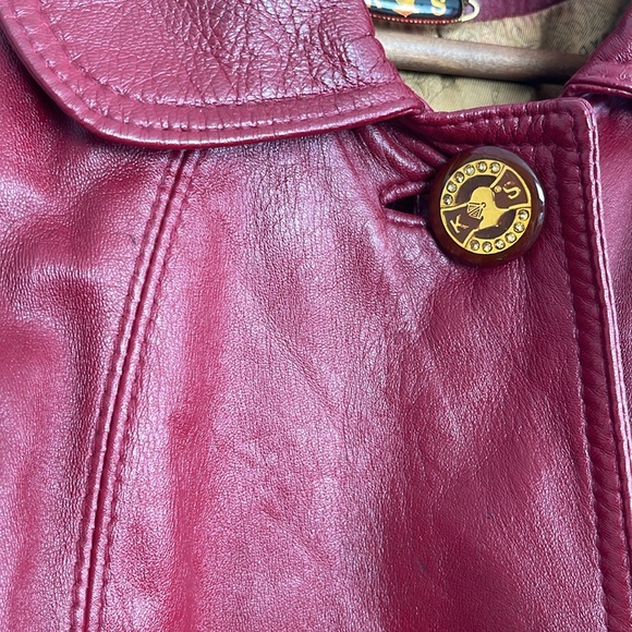 Real leather long jacket red - Picture 3 of 8